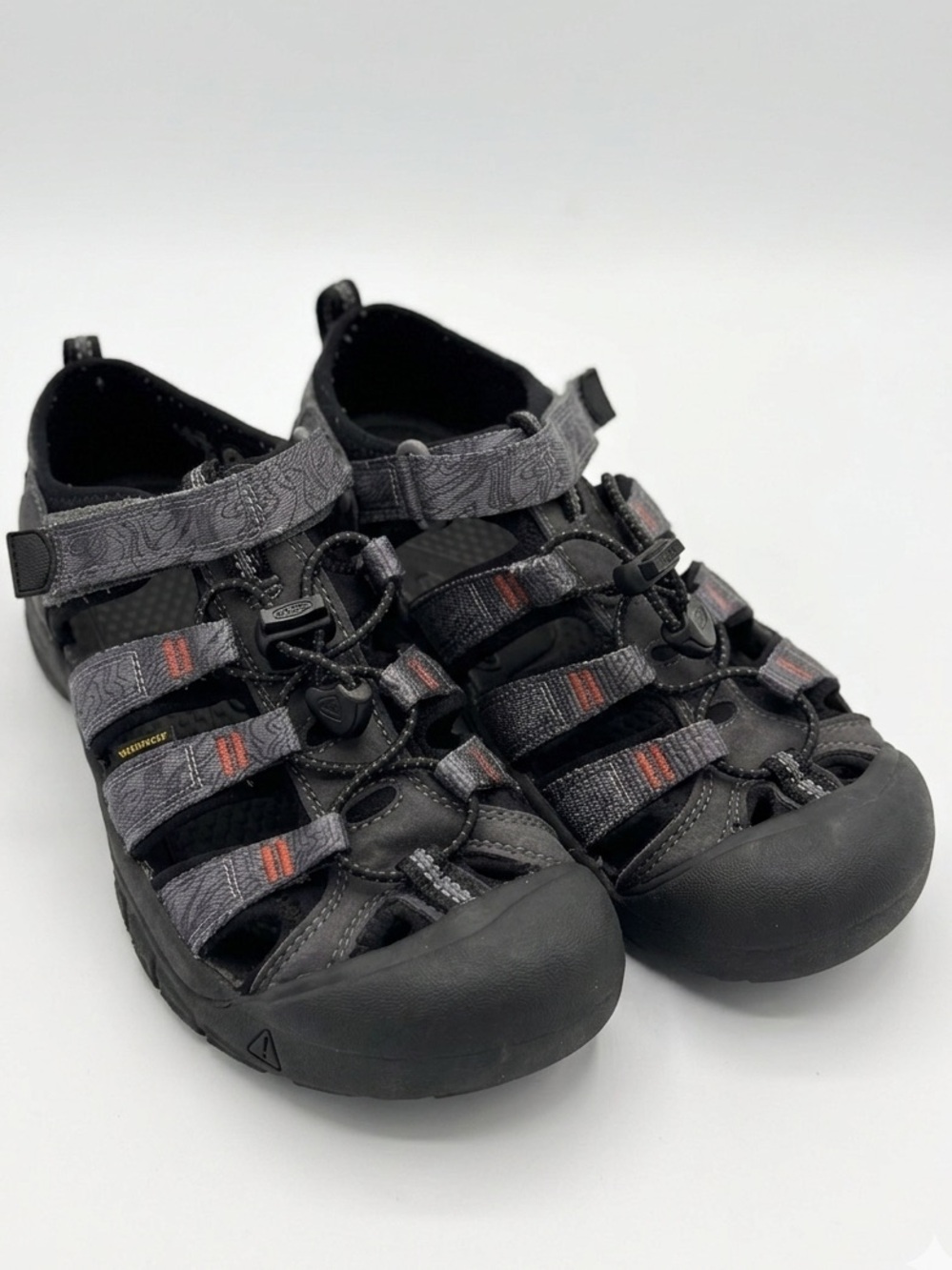 Keen Kids Sporty Black Grey Closed-Toe Hiking Sandals Red Accents US Size 4